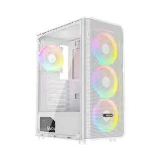 Rampage Helios ATX Beyaz Temperli Cam 4 Rainbow Fanlı 650W PSU Bilgisayar Kasası
