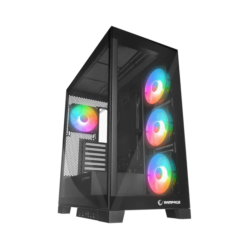 Rampage Hydra V2 E-ATX Siyah Temperli Cam 4 ARGB Fanlı Bilgisayar Kasası