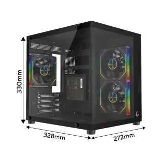 Rampage Lumid Micro ATX Siyah Temperli Cam 3 ARGB Fanlı 750W PSU Bilgisayar Kasası