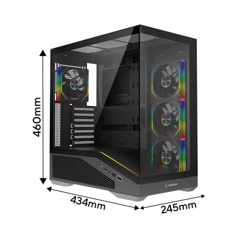 Rampage Reaper ATX Siyah Temperli Cam 4 ARGB Fanlı 750W PSU Bilgisayar Kasası
