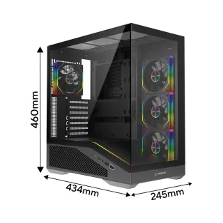 Rampage Reaper ATX Siyah Temperli Cam 4 ARGB Fanlı 750W PSU Bilgisayar Kasası