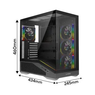 Rampage Reaper ATX Siyah Temperli Cam 4 ARGB Fanlı 850W PSU Bilgisayar Kasası