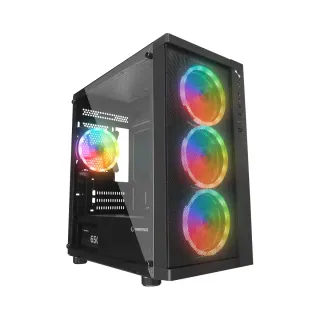 Rampage Vega V2 Micro ATX Siyah Temperli Cam 4 RGB Fanlı 650W PSU Bilgisayar Kasası