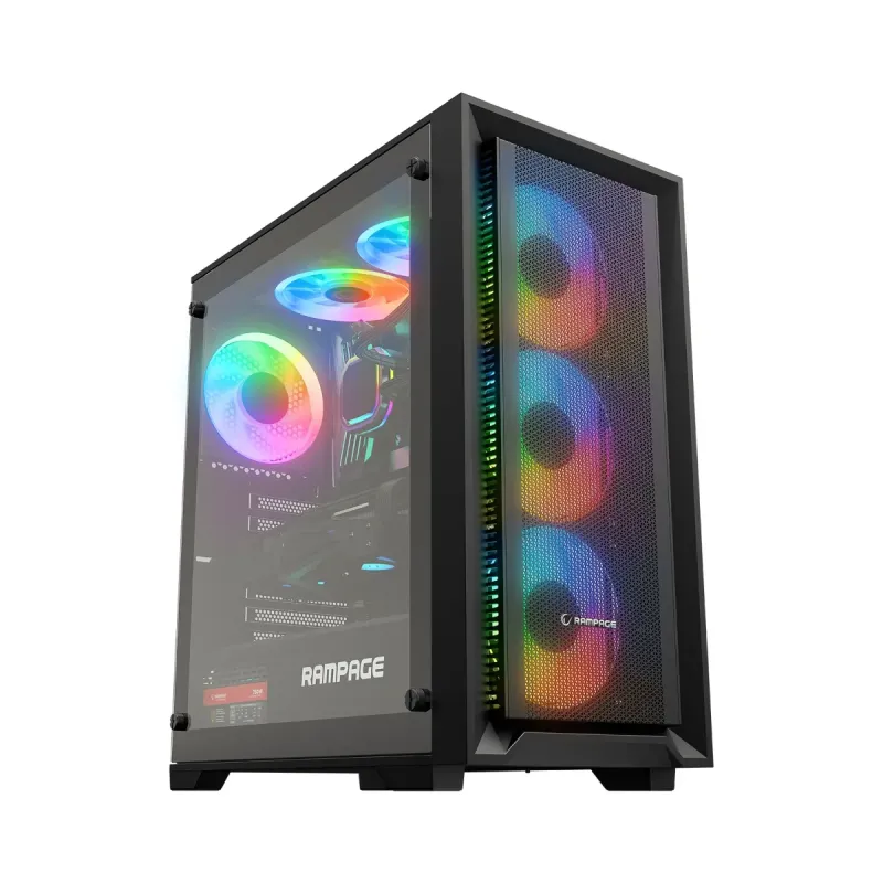 Rampage Voyager ATX Siyah Temperli Cam 4 RGB Fanlı 750W PSU Bilgisayar Kasası