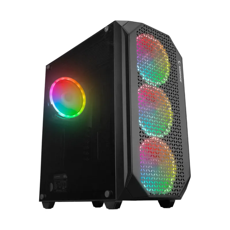 Rampage Zuko ATX Siyah Temperli Cam 4 RGB Fanlı 600W PSU Bilgisayar Kasası