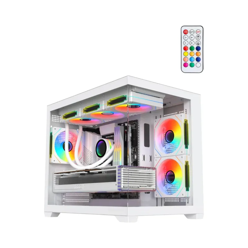 Revenge Terranova Micro ATX Beyaz Temperli Cam 6 ARGB Fanlı Bilgisayar Kasası
