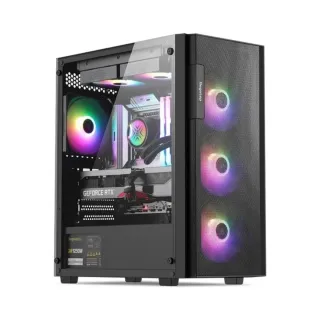 Segotep Axe 5 Micro ATX Siyah Temperli Cam 4 Rainbow Fanlı 650W PSU Bilgisayar Kasası