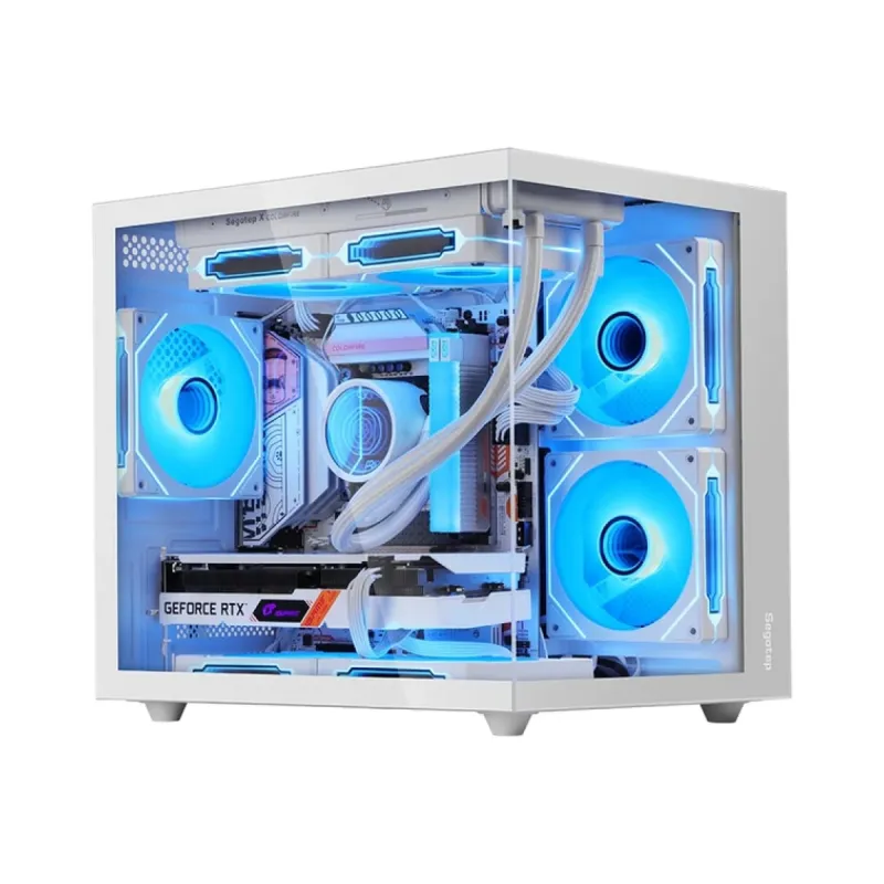 Segotep Brave W1 Micro ATX Beyaz Temperli Cam 3 RGB Fanlı 750W PSU Bilgisayar Kasası