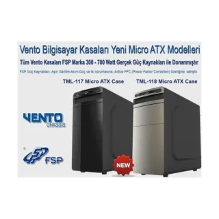 Vento Cio TML117 Micro ATX Siyah Fansız 400W PSU Bilgisayar Kasası