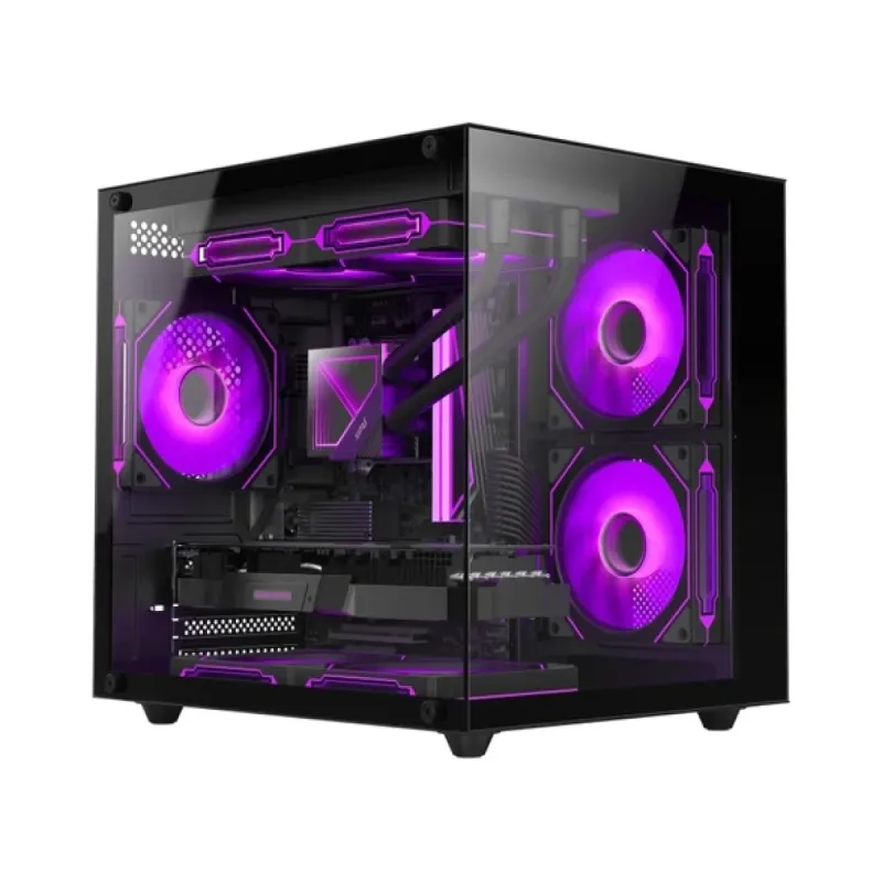 Xaser Cube Micro ATX Siyah Temperli Cam 5 Fanlı 650W PSU Bilgisayar Kasası