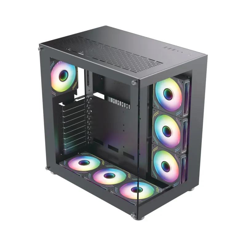 Zoko King ATX Siyah Temperli Cam 7 ARGB Fanlı Bilgisayar Kasası