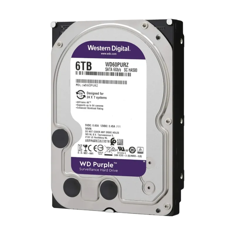 WD Purple 6 TB 3.5 İnç SATA 3 5400 RPM Surveillance WD60PURZ HDD