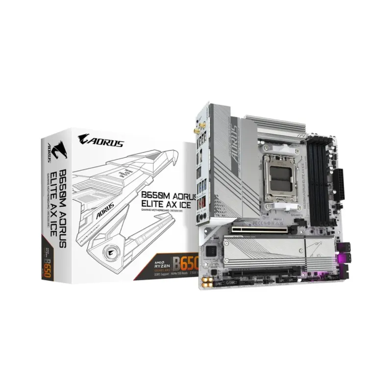 Gigabyte B650M Aorus Elite AX Ice AM5 (LGA 1718) DDR5 mATX WiFi 6E Anakart