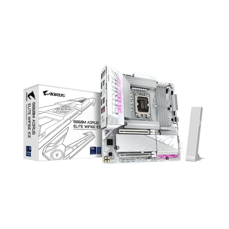 Gigabyte B860M Aorus Elite WiFi6E Ice LGA 1851 DDR5 mATX Anakart