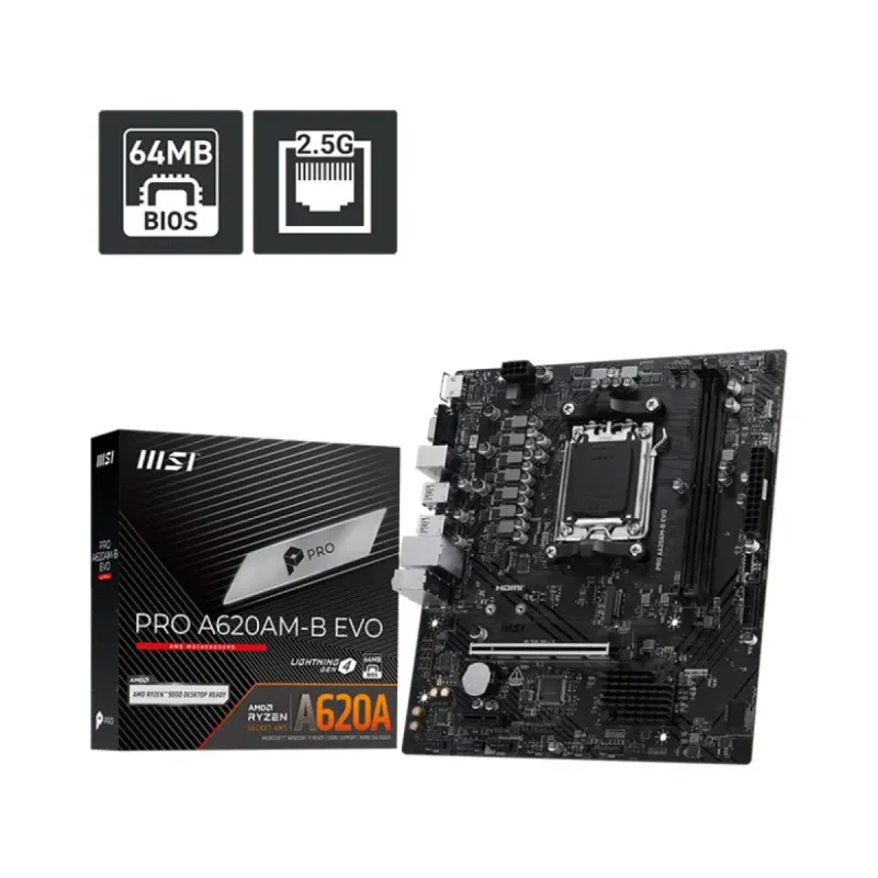 MSI Pro A620AM-B Evo AM5 (LGA 1718) DDR5 mATX Anakart